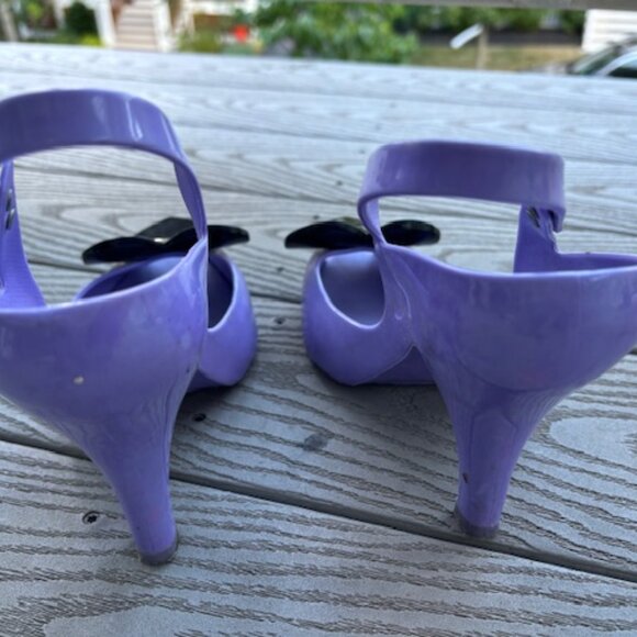 Vivienne Westwood + Melissa Purple/Black Anglomania Novelty Jelly Heart Heels - Picture 2 of 5